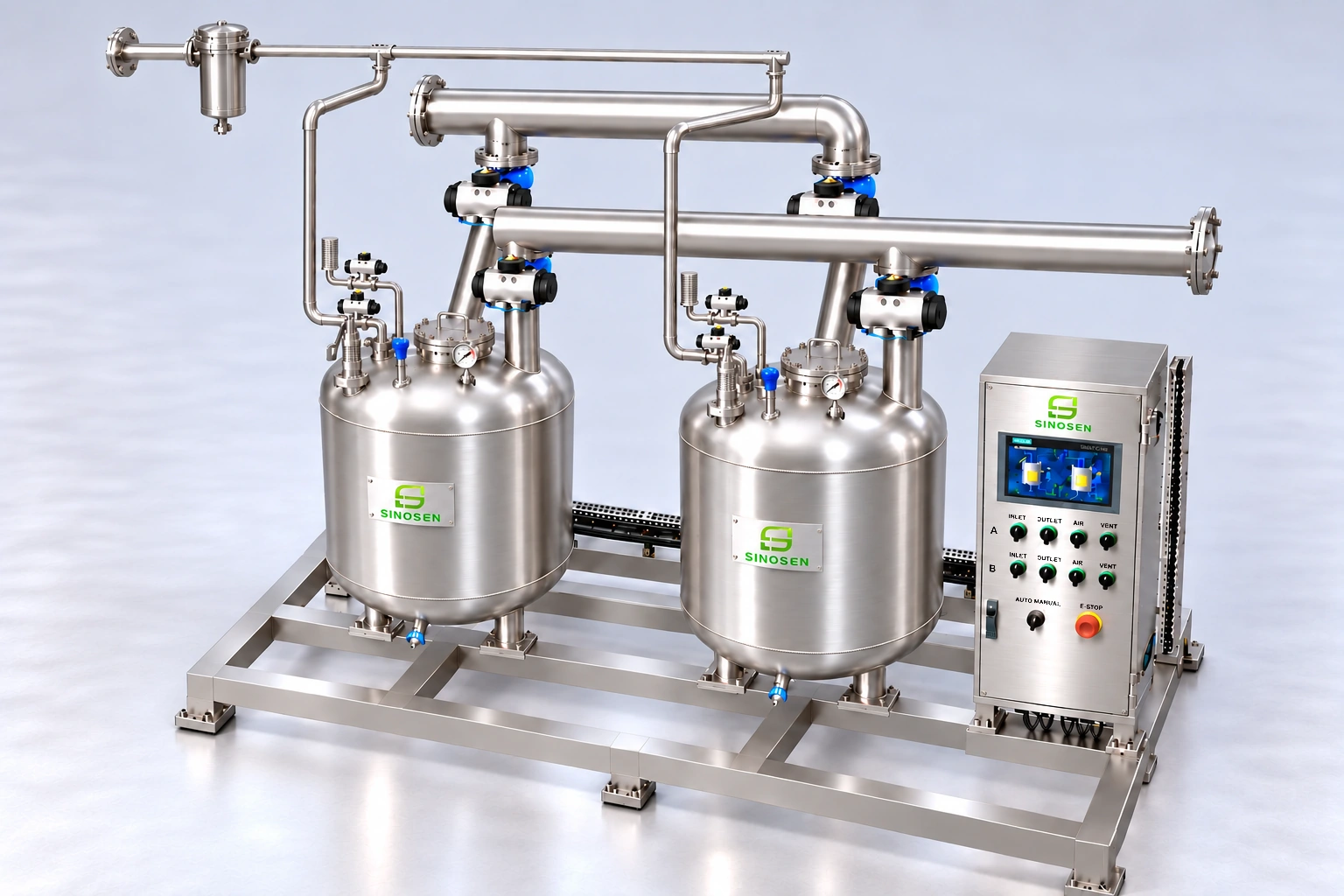 Concept of a SINOSEN twin-vessel pneumatic liquid transfer skid